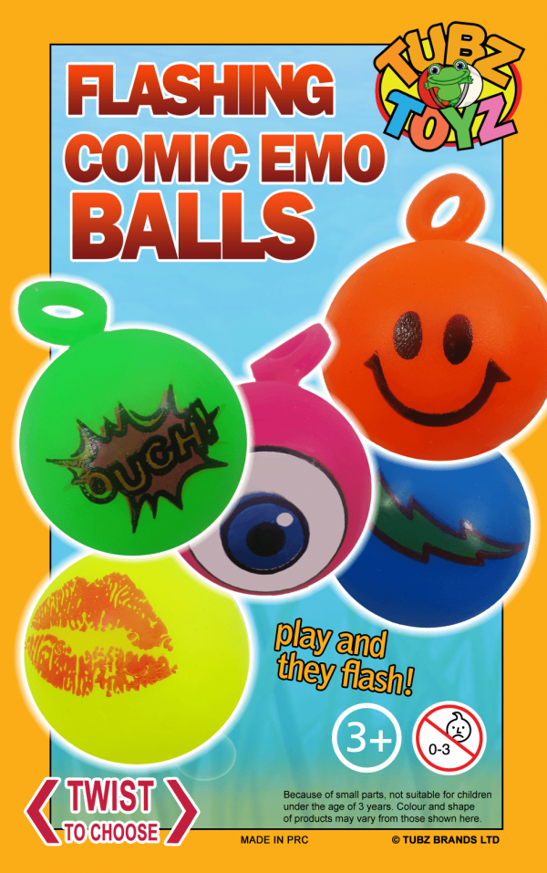 Tubz Flashing Comic Emo Balls Capsule (Qty 100:  27-31p each)