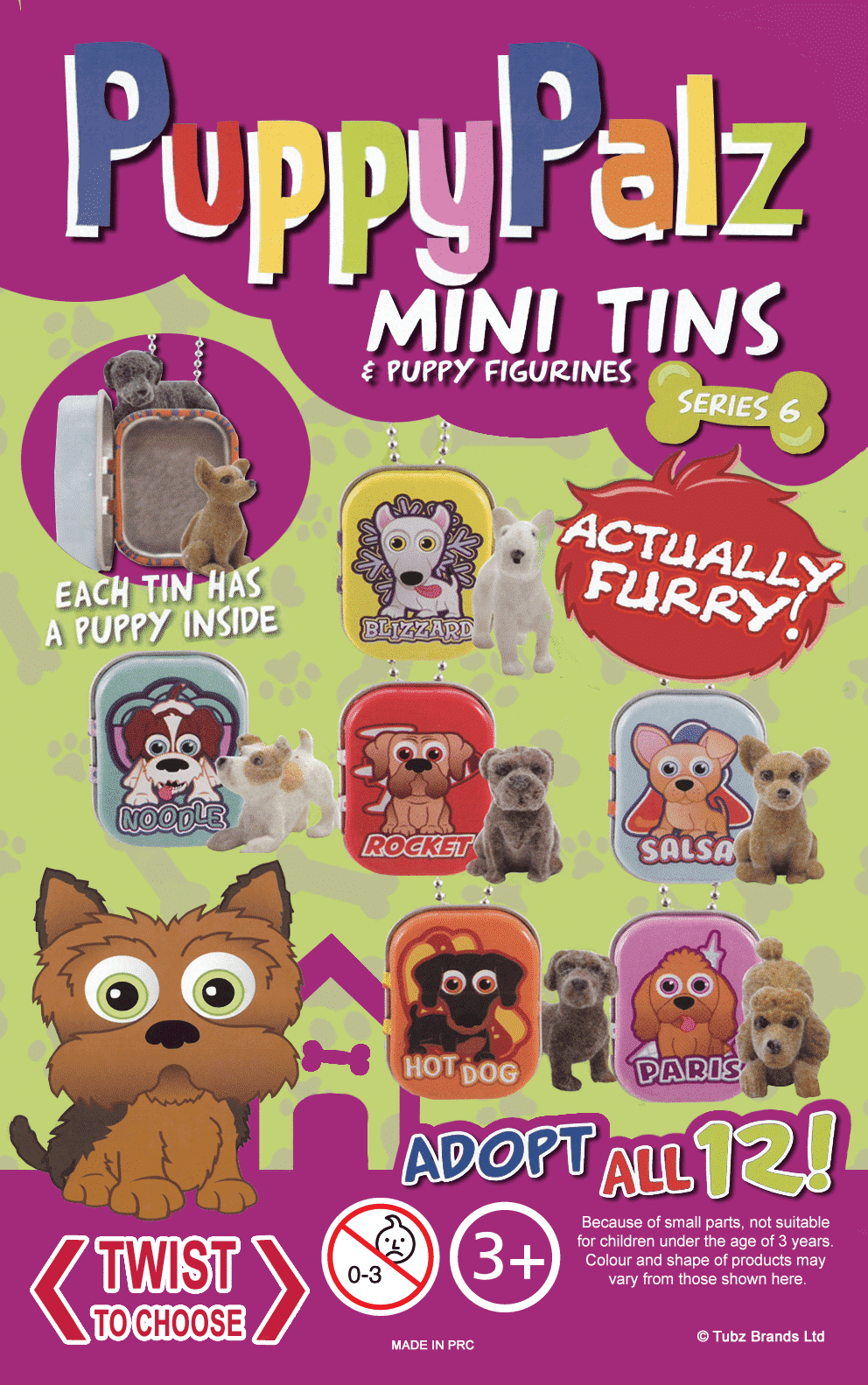 Puppy Palz Series 6 Collection Mini Tins fourrure chiens parti de comblement