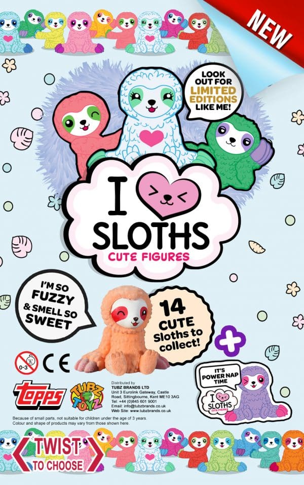 I Love Sloths + Sticker set (Qty 96 Tubz)