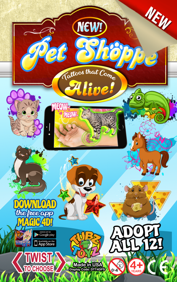 Pet Shoppe 4D Tatoos (Qty 96 Tubz)