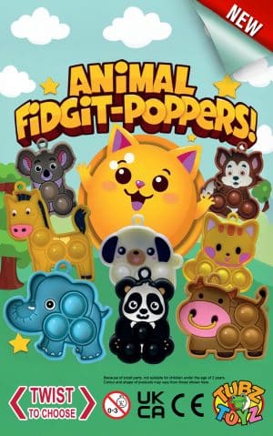 Animal Fidget Poppers 50mm (Qty 100: 32p each)