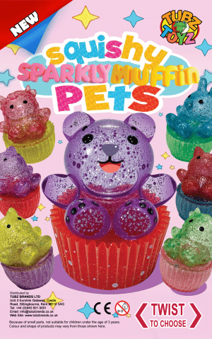 Squishy Sparkly Muffin Pet 55mm (Qty 100: 32p each)